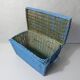 vintage blue rattan trunk chest