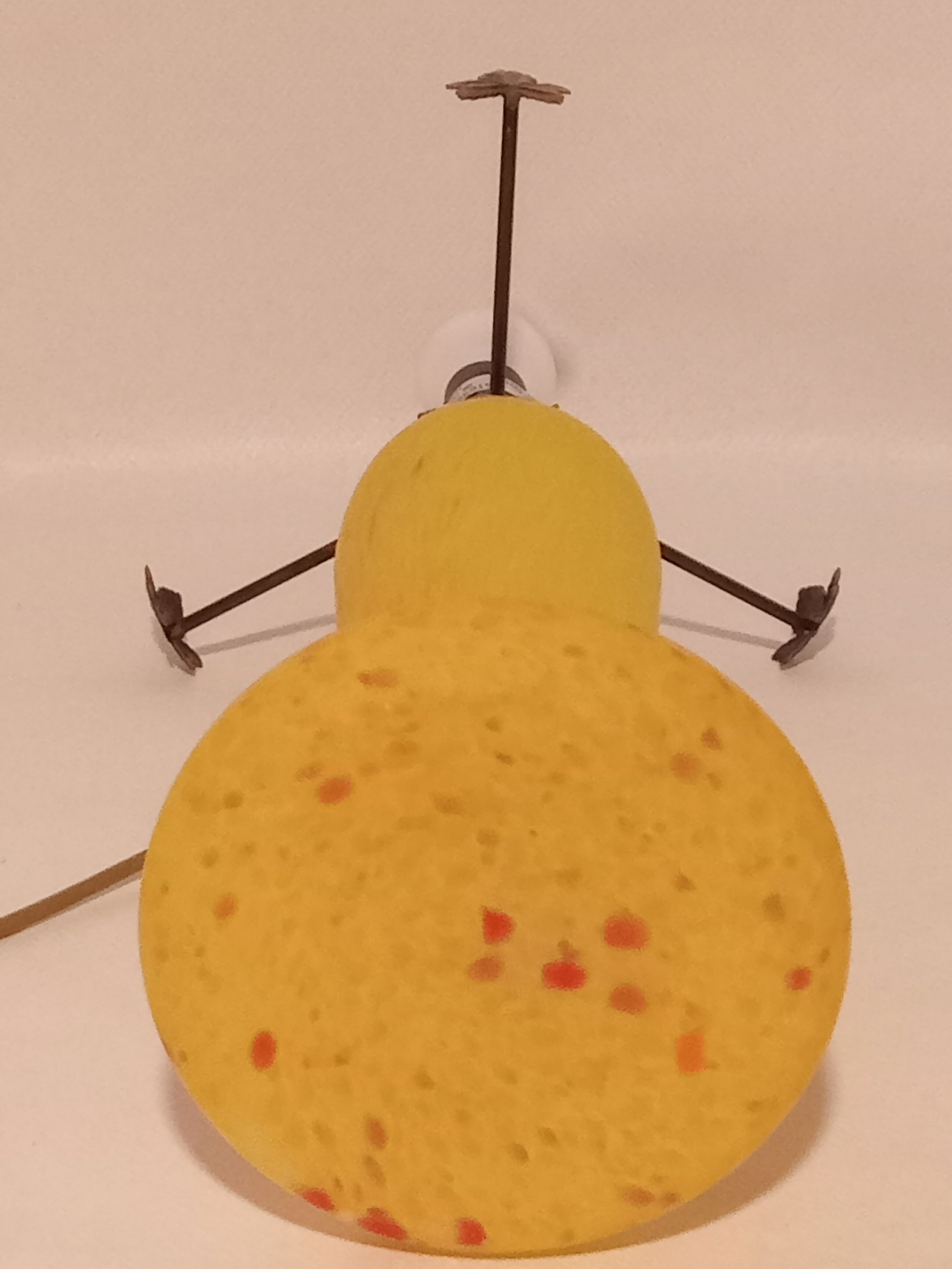 Mushroom lamp yellow glass paste spotted red