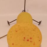 Lampe champignon pâte de verre jaune tacheté rouge