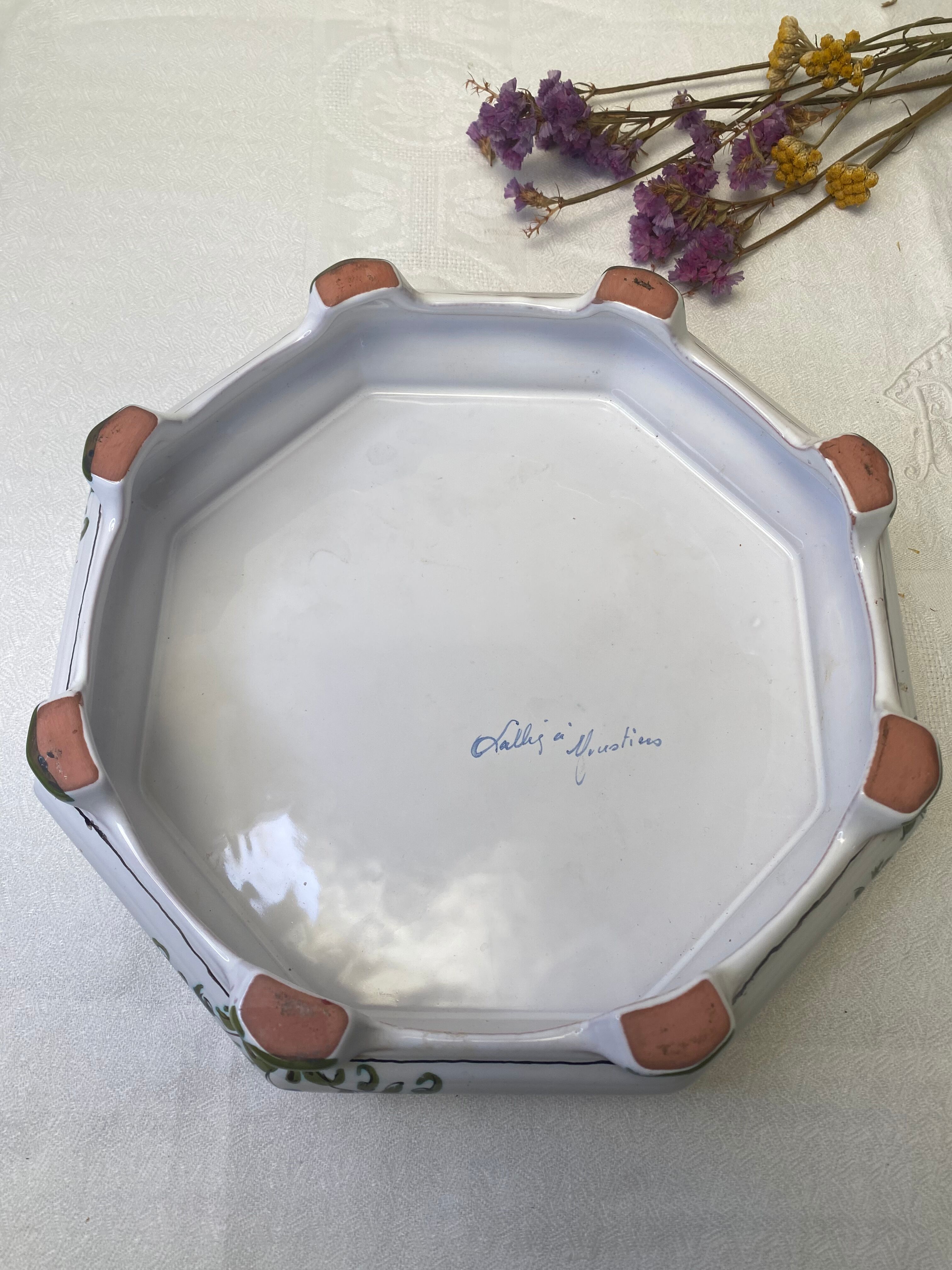 Piedestal earthenware coaster Lallier Moustiers