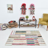 Boho ethnic flatweave vintage rug 124x170cm