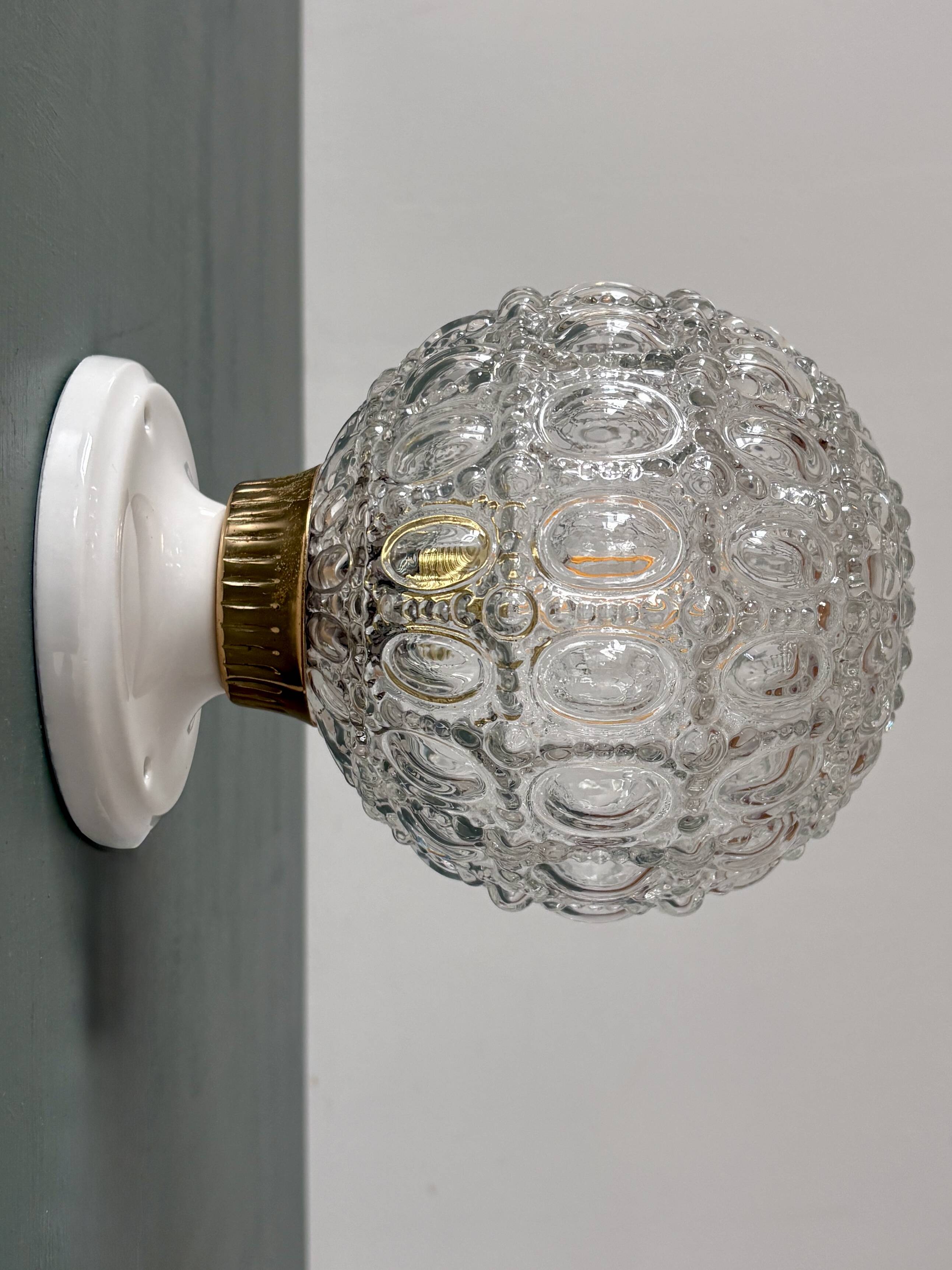 Vintage moulded glass wall or ceiling light globe