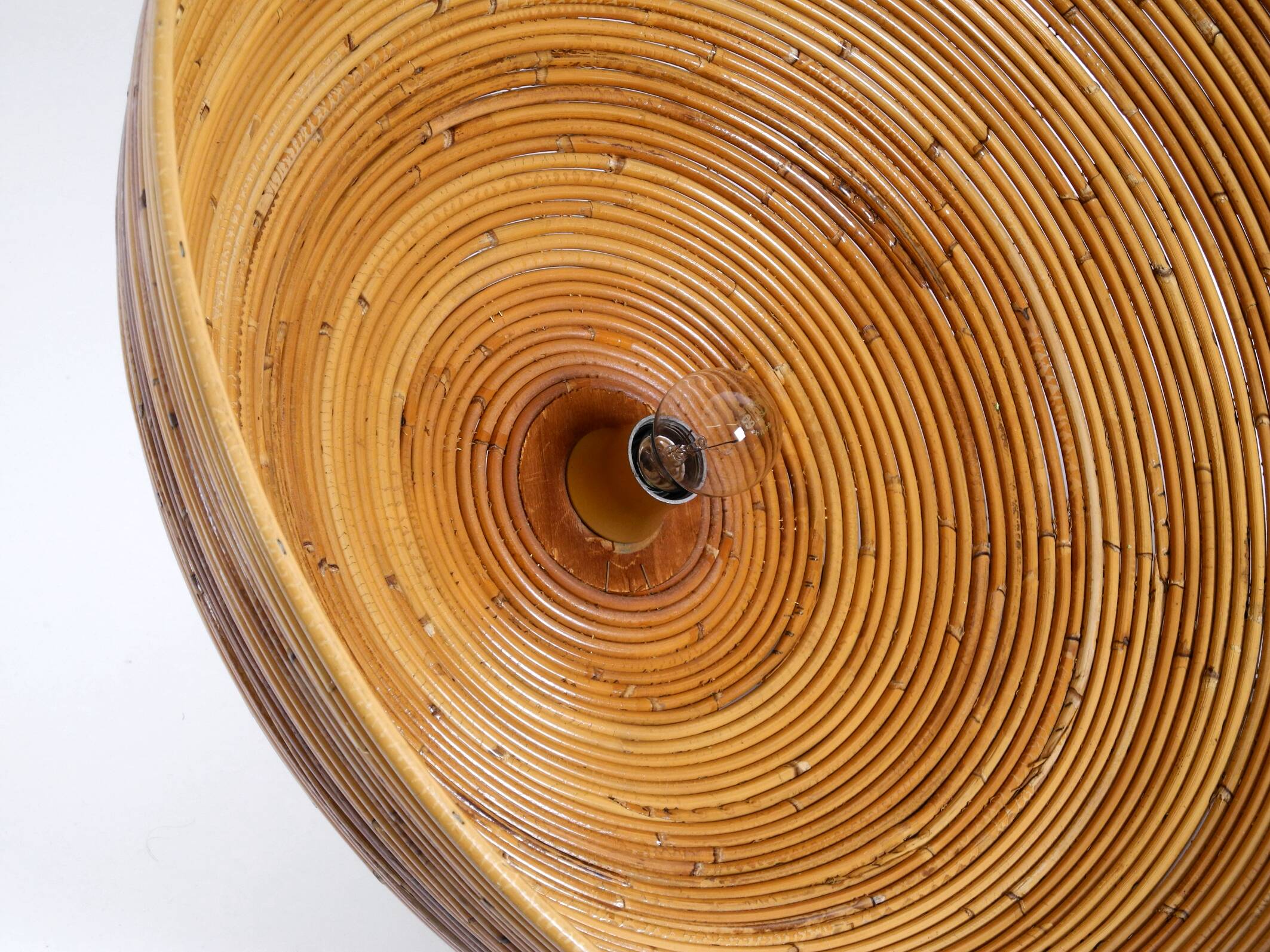 Italian 1970s bamboo ceiling pendant lamp | Ø 72 cm | Vivai del Sud