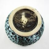 Small corolla vase in black, red and white Fat Lava ceramic - Panassidi Vallauris France - vintage