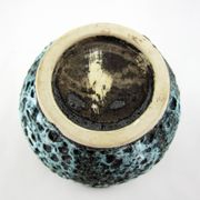Small corolla vase in black, red and white Fat Lava ceramic - Panassidi Vallauris France - vintage