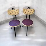 Renovated metal chairs – graphic lines & semi-circular backrest