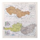 Old map Austria Czechoslovakia Hungary 43x43cm from 1950