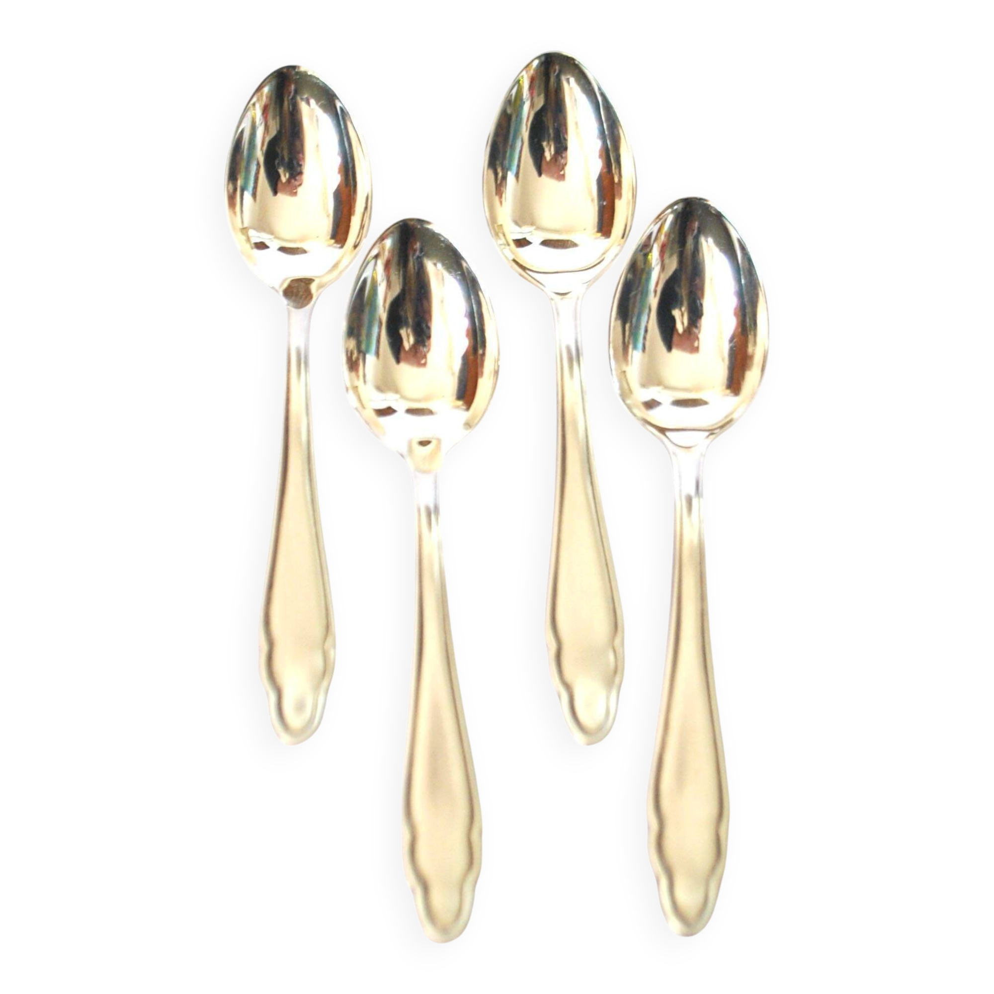 DEETJEN Set of 4 silver-plated metal coffee mocha spoons in modernist design