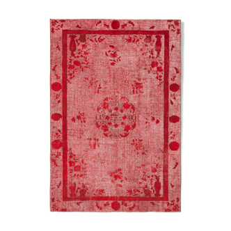 Hand-knotted rustic anatolian 1980s 210 cm x 310 cm red rug
