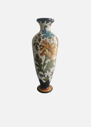Grand vase floral multicolore en céramique Royal Gouda Porcelain Zuid Holland