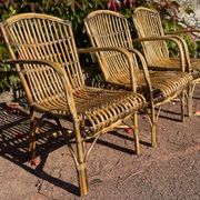 Set of 3 rattan armchairs from the 1970s France