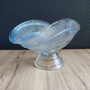 Large pressed moulded glass Art Deco blue frosted cup