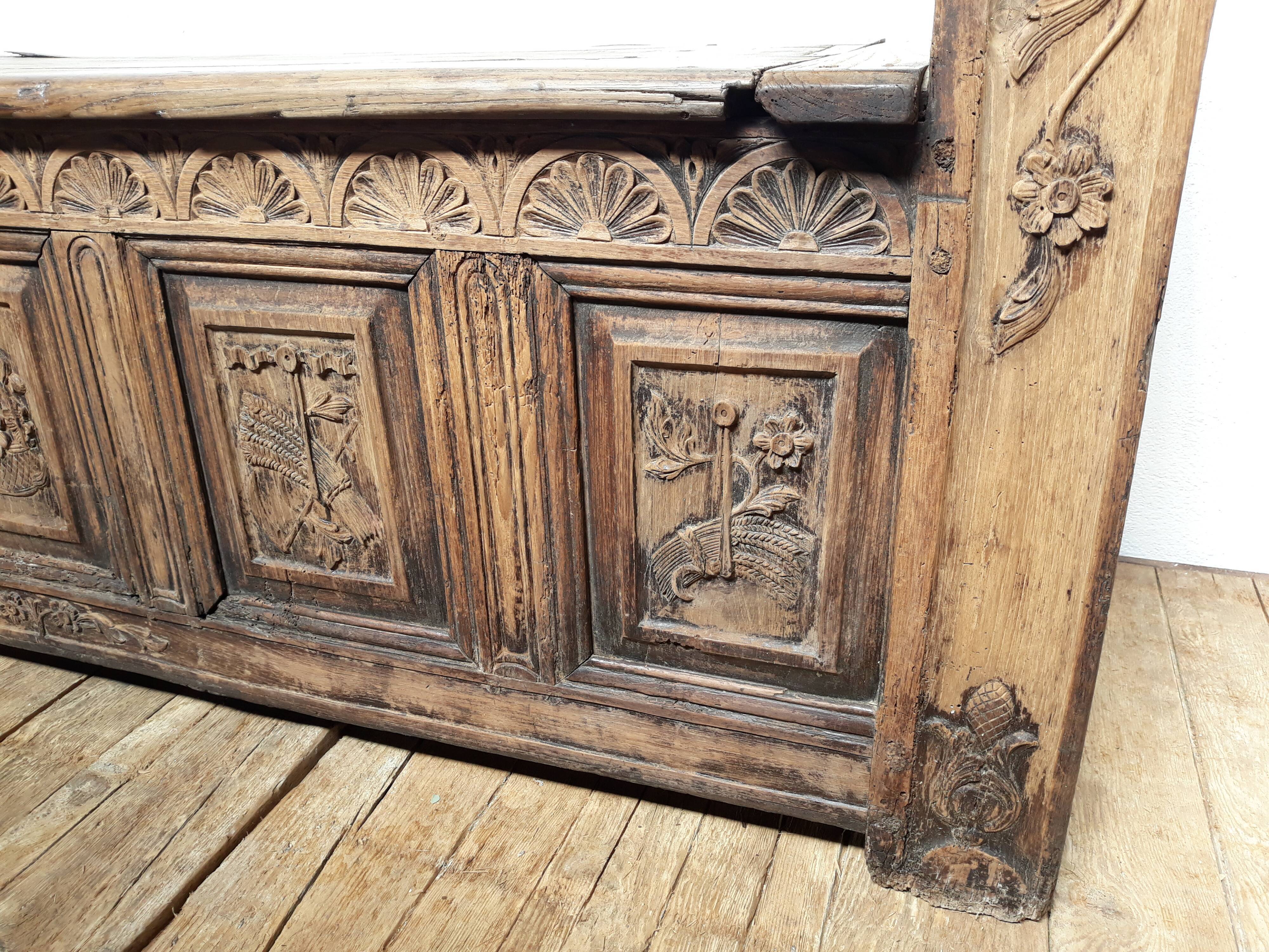 Church bench wooden chest 18th