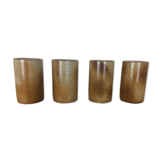 4 signed sandstone cup glasses