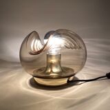 Smoked Glass & Gold Chromed table lamp futura by Peill and Putzler 1970