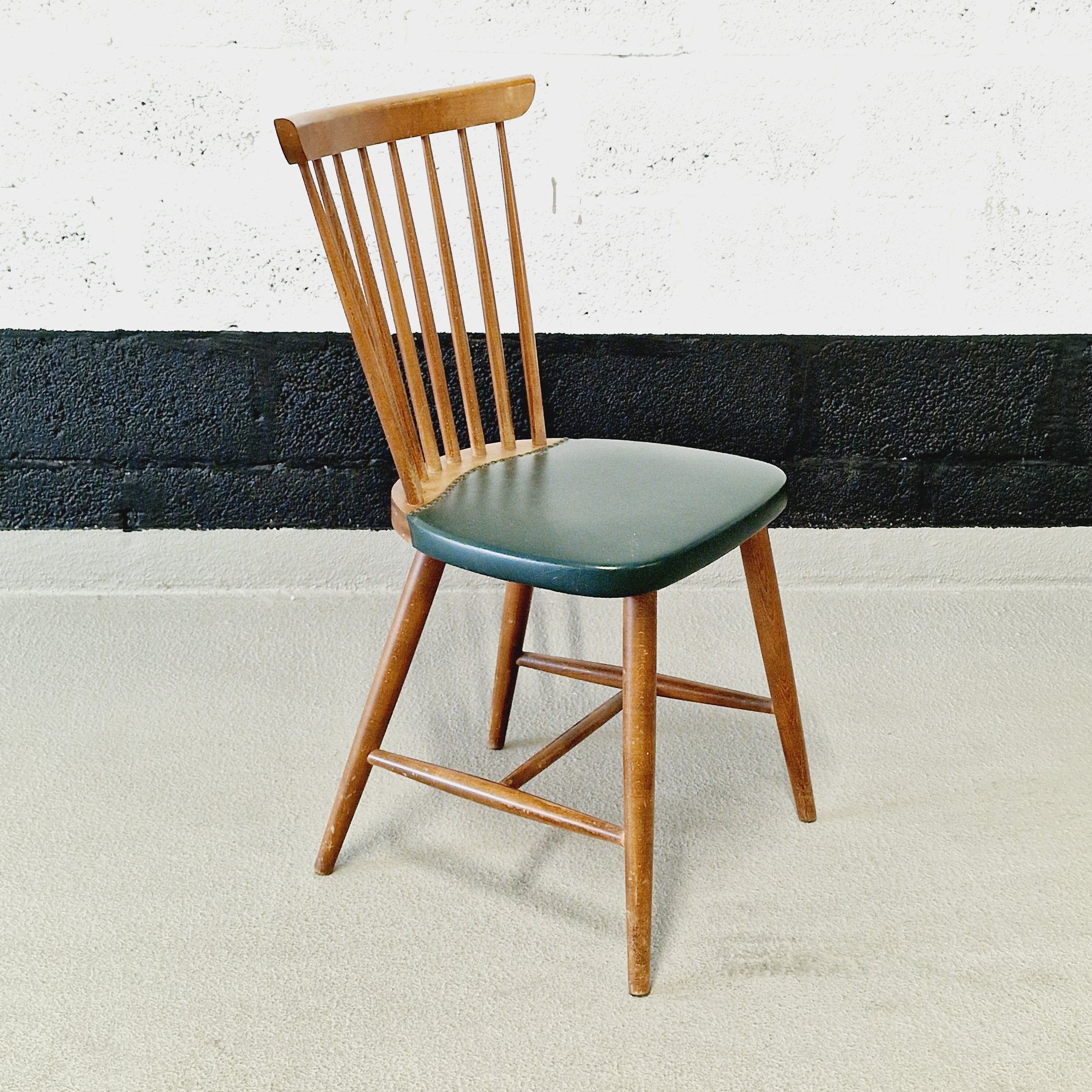 6 scandinavian wood & vinyl chairs, 1960s