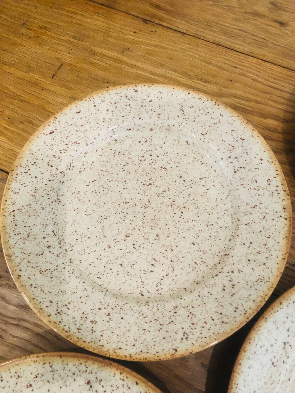 assiettes à dessert Tulowice Poland vintage grès moucheté