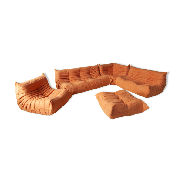 Set Togo en microfibre orange par Michel Ducaroy pour Ligne Roset