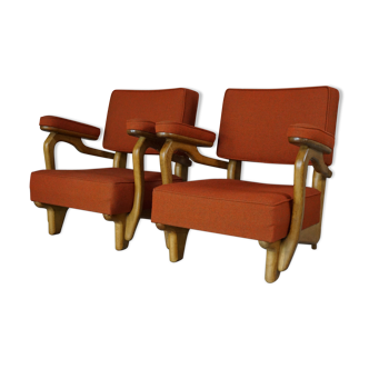 Pair of armchairs by Guillerme and Chambron 50/60s