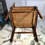 Art Deco corner chair in wood and rattan, 1930