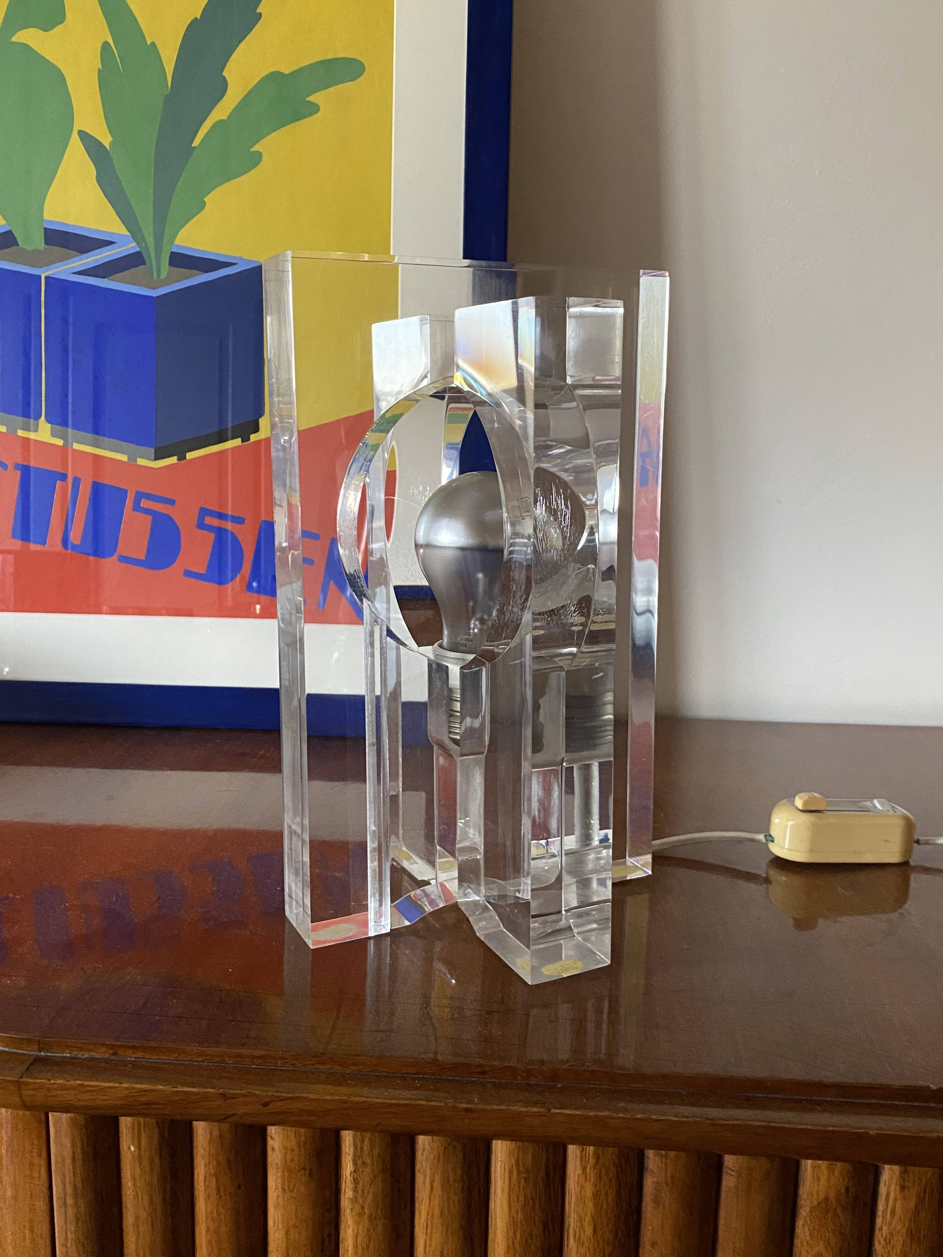 Sandro Petti, sculptural lucite table lamp, Maison Jansen France 1970s