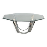 Table basse verre et chrome de roger spunger pour dunbar 1960 us