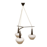 Scandinavian metal and opaline glass pendant lamp, 1950