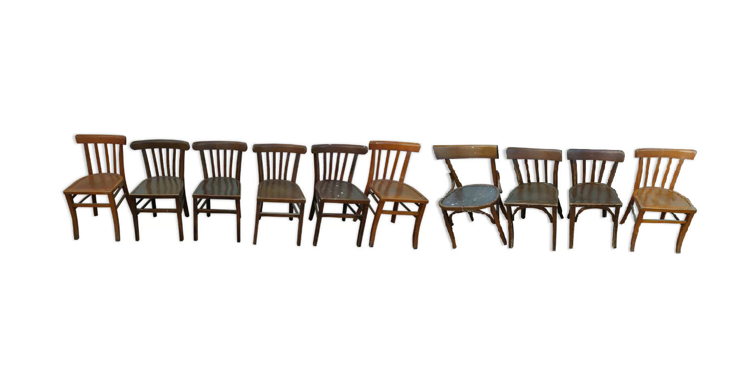 Lot de 10 chaises de bistrot luterma bois