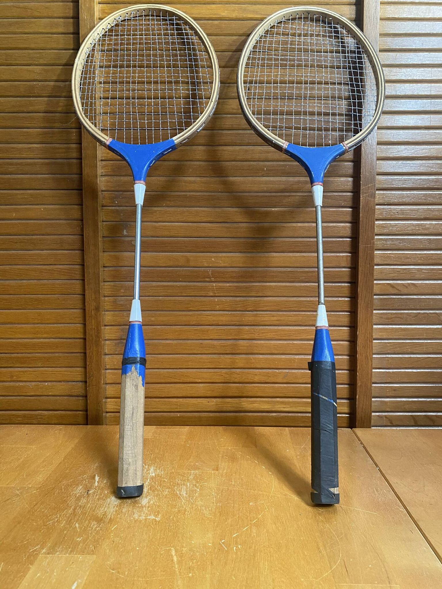 Pair of Vintage Wooden Badminton Rackets
