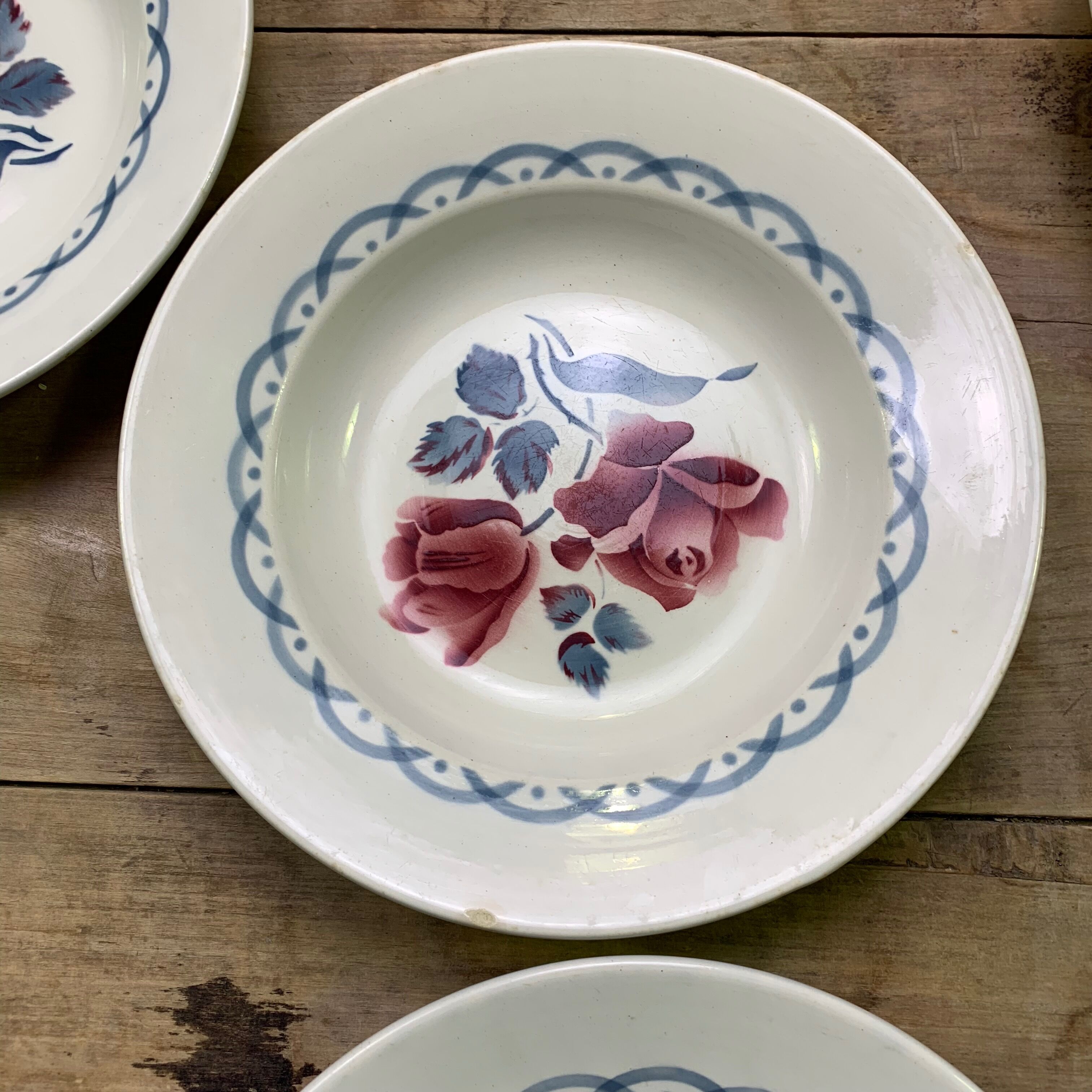 Lot de 10 assiettes creuses Digoin modèle Cannes