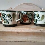 Set of 4 tea or coffee cups, Boch ceramic, Argenteuil series from the 60s