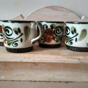 Set of 4 tea or coffee cups, Boch ceramic, Argenteuil series from the 60s