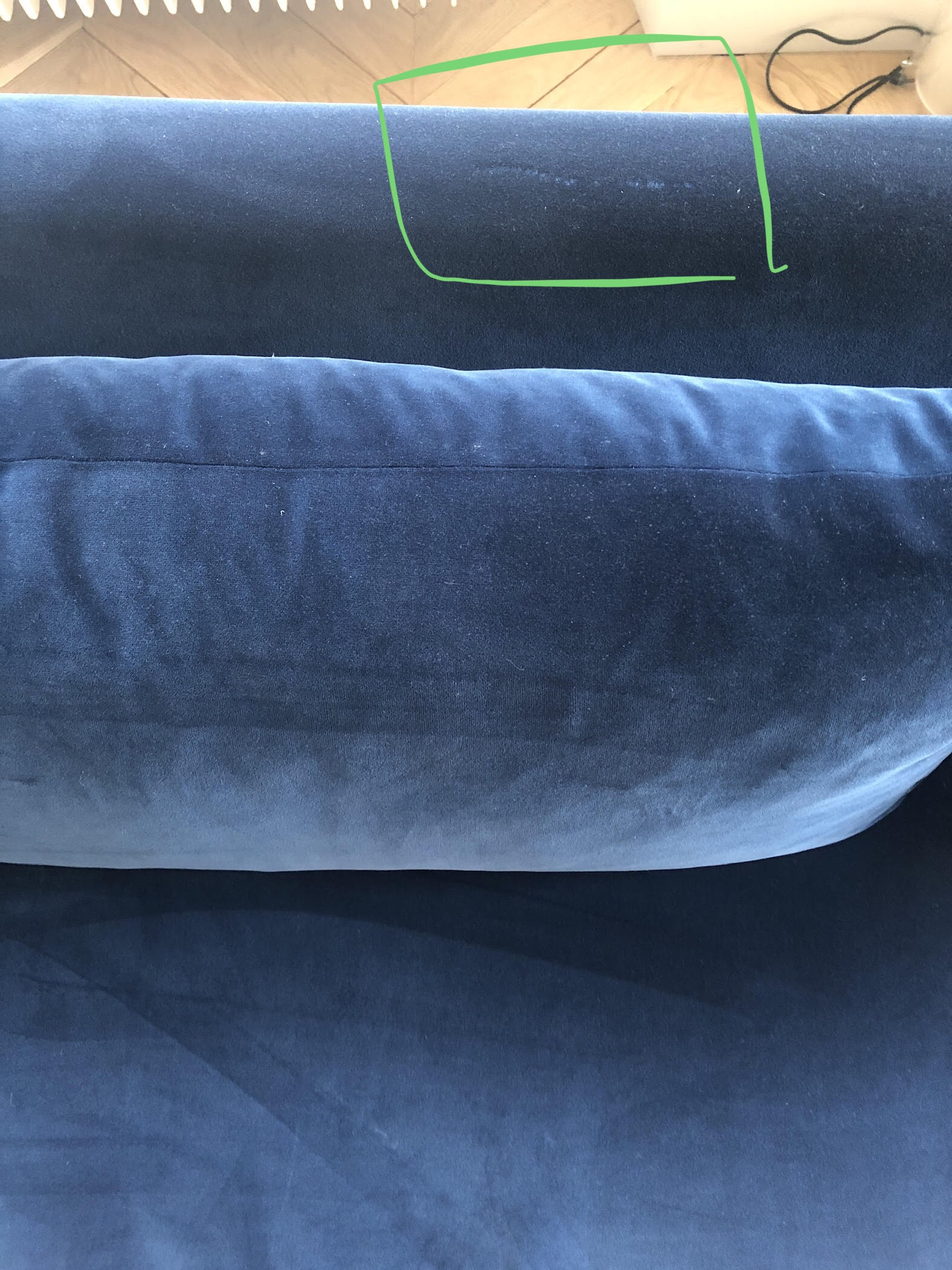 Caravan king blue velvet sofa - dedar fabric