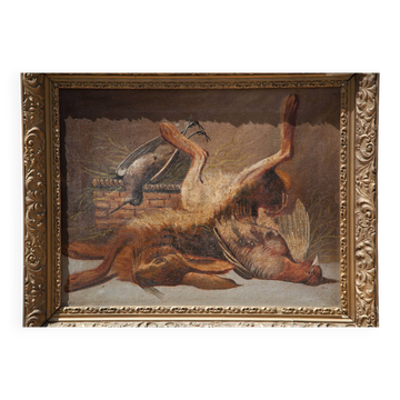 Peinture nature morte gibier, peinture encadrée, peinture ancienne