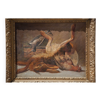 Peinture nature morte gibier, peinture encadrée, peinture ancienne