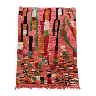 Tapis berbère Boujaad rouge à motifs colorés 296x203cm