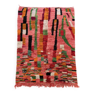Berber Boujaad red carpet with colorful patterns 296x203cm