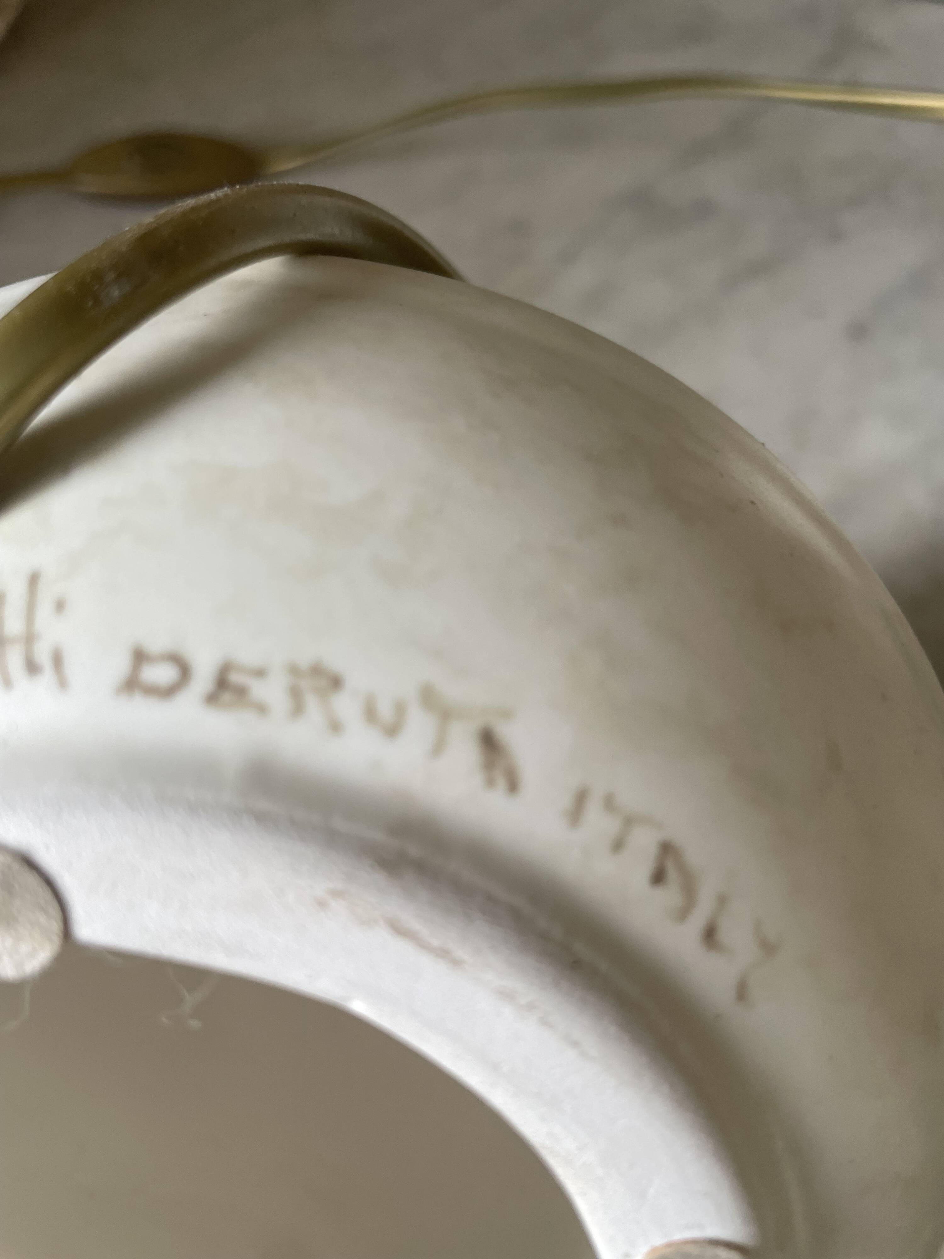 Pair of bedside lamps, vintage floral ceramic by Nazareno Picciotti, Deruta Italie