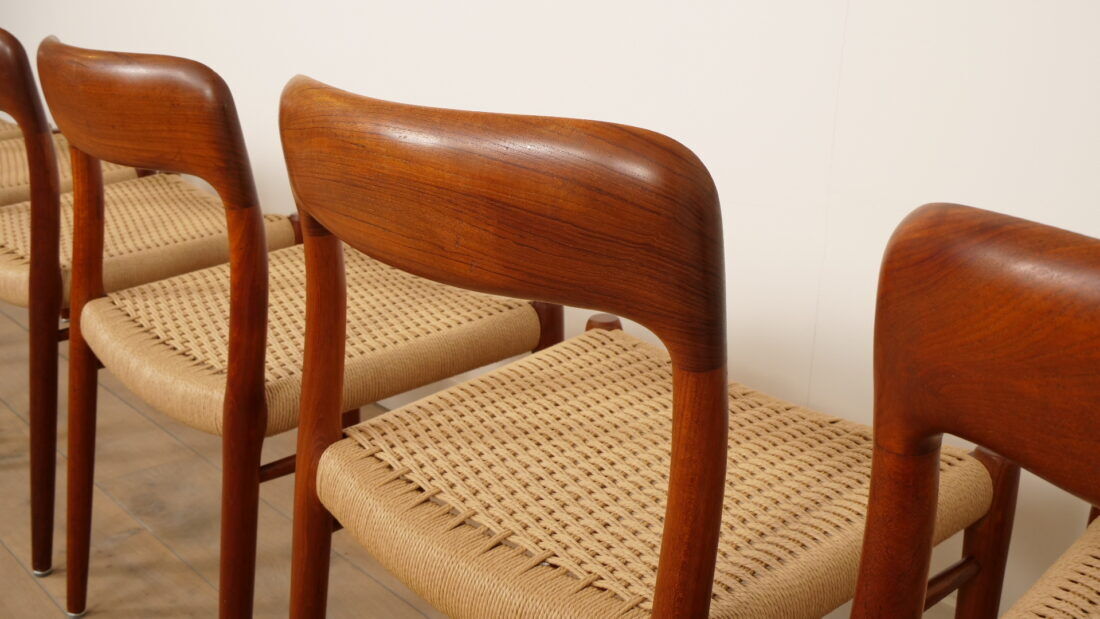 6 x vintage dining chairs | Niels Otto Møller | Model 75 | Teak