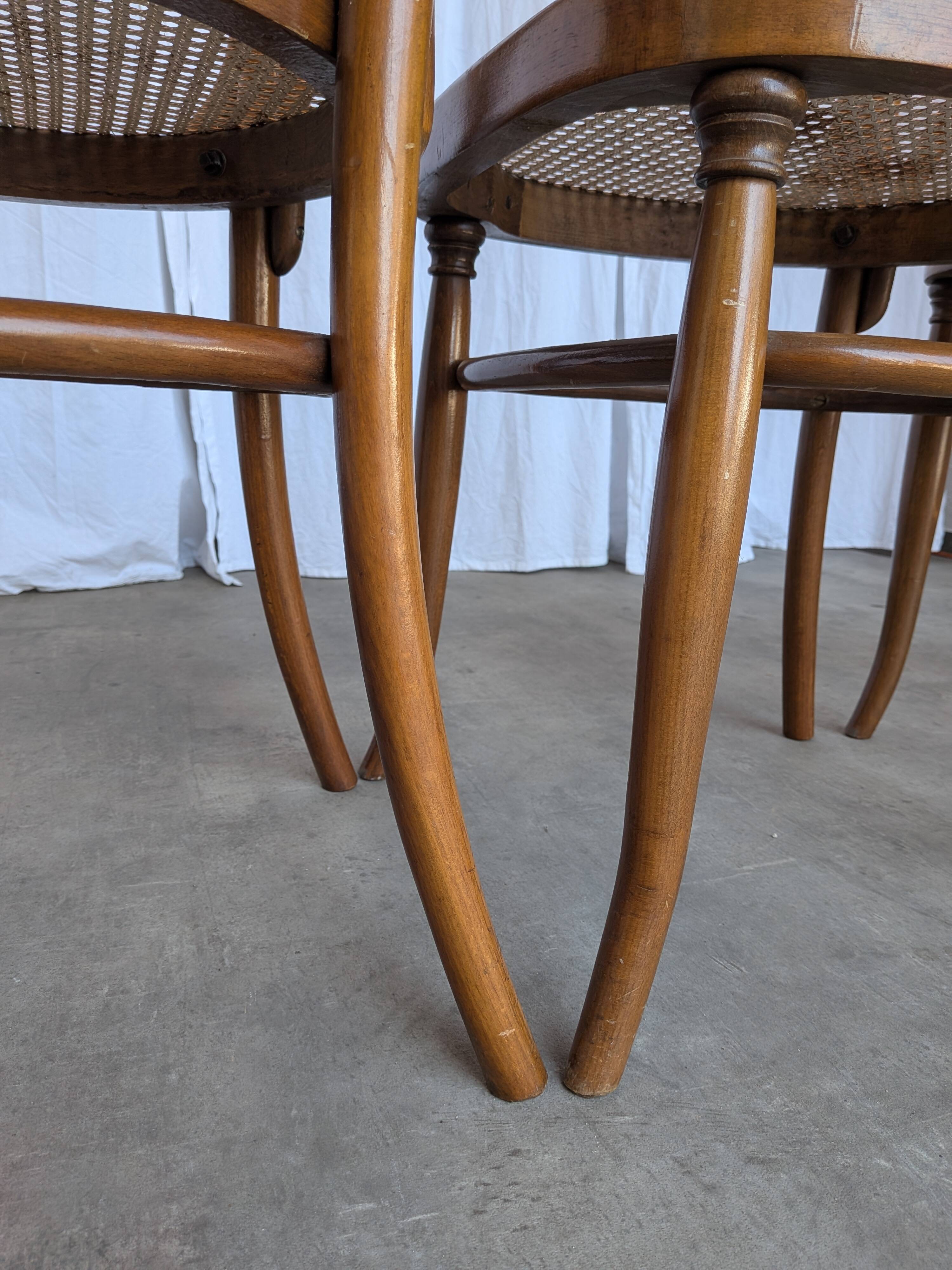 Set of 4 Mid-century Bentwood Cane Dining Chair, Thonet Style, 1970s Yugosl