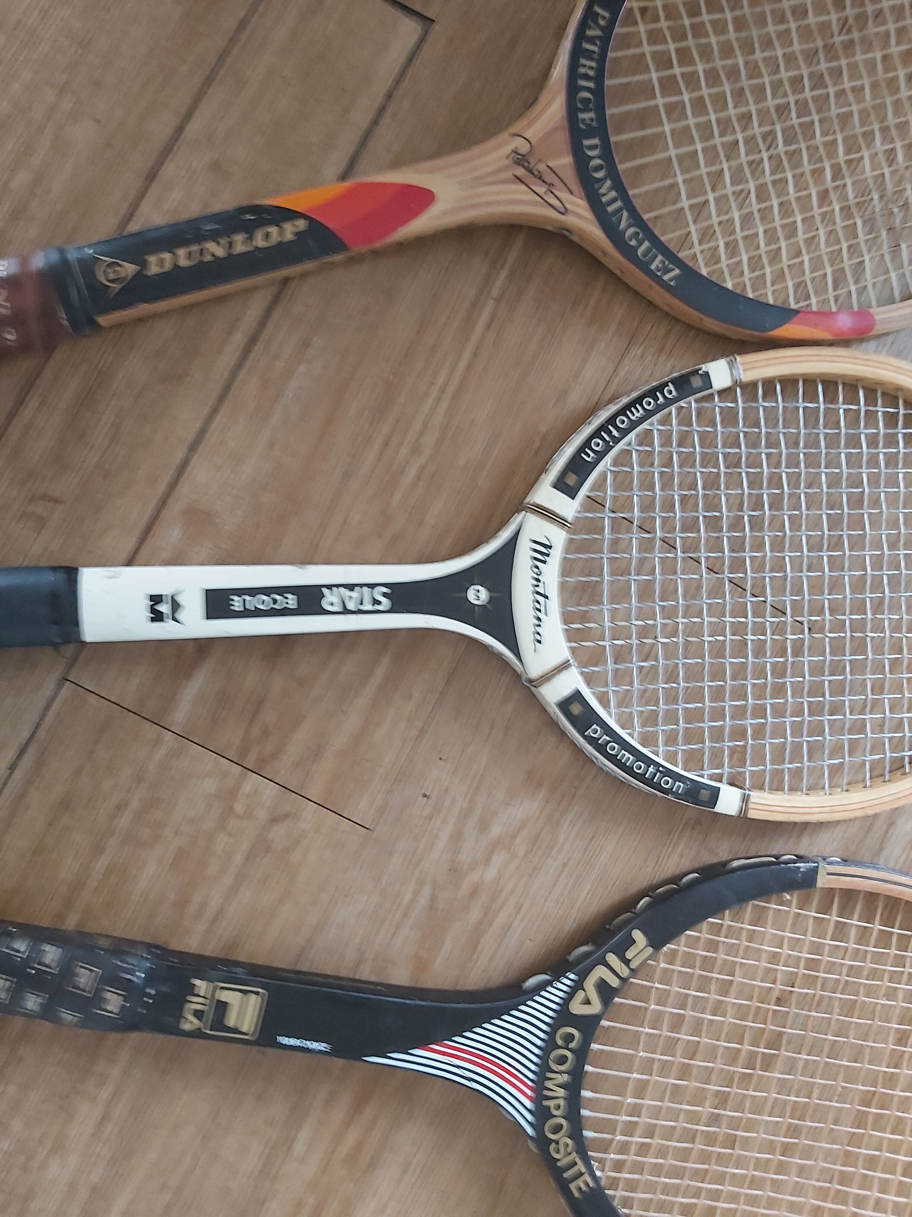 Série de 3 raquettes de tennis vintage