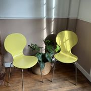 Set of 2 Rondo Danerka chairs - curved wood in yellow and lime green.