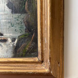 Tableau  XIXème paysage huile sur bois