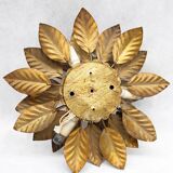Vintage gilt metal flower-shaped wall or ceiling lamp