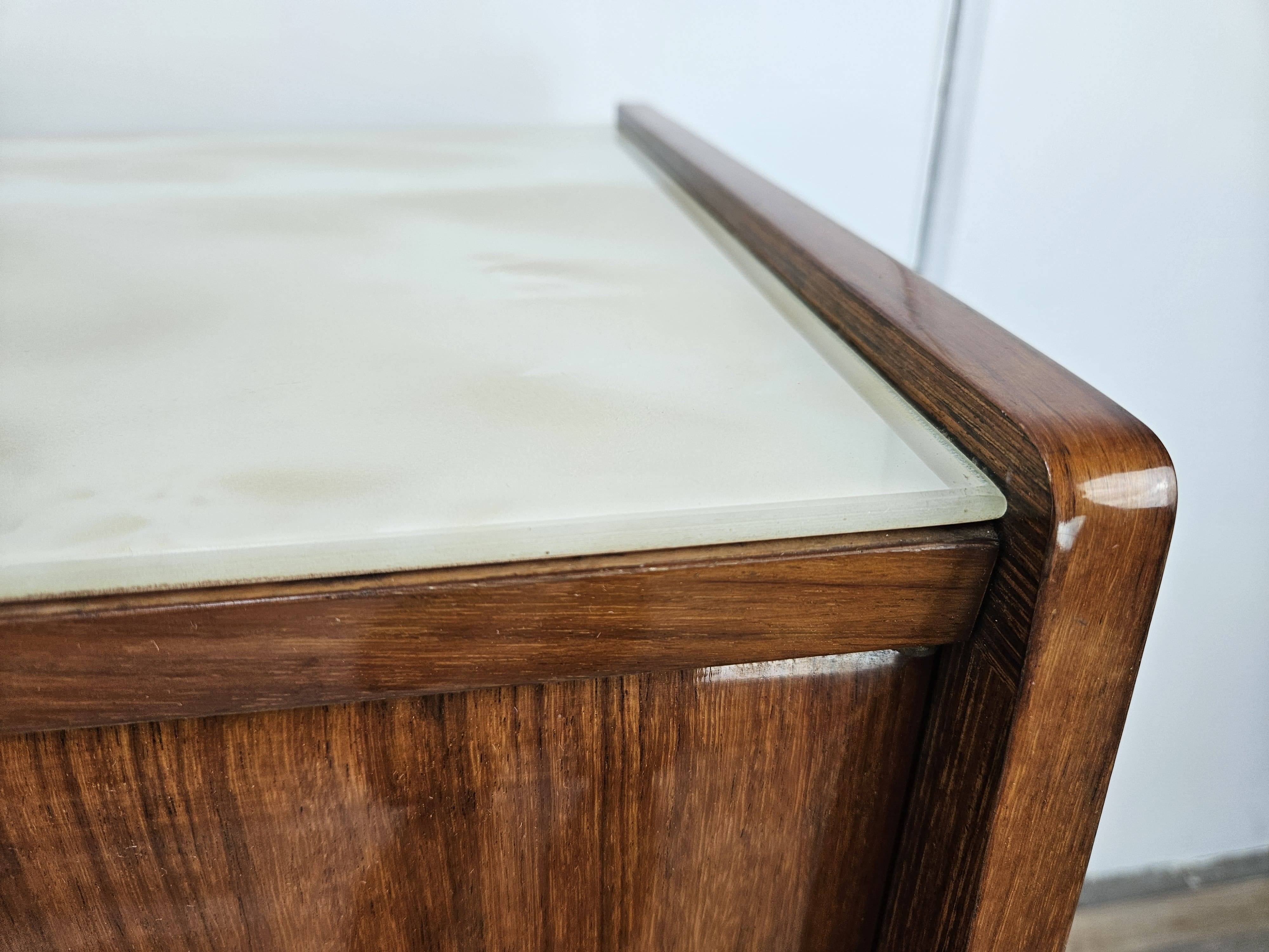 Mid-century 1960s mahogany sideboard with glass top