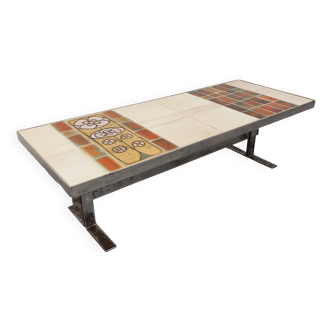 Vintage coffee table by Jean Gregorieff for Roche Bobois from the 60s 70s in ceramic and steel