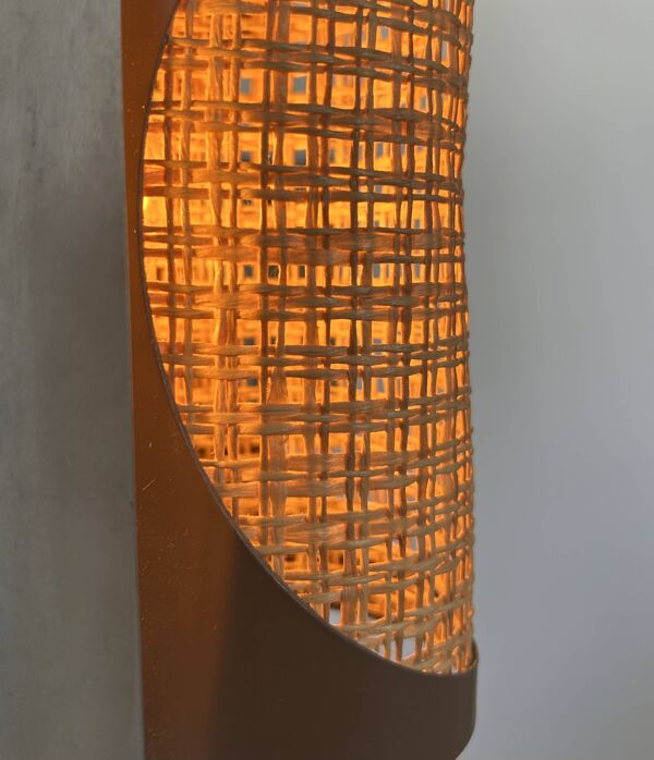 Paire d'appliques vintage, cannage et chrome, France 1970