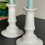 Antique White Ceramic Candlesticks