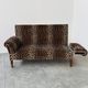 Vintage leopard velvet sofa / wall sofa with drop-down arms, France.