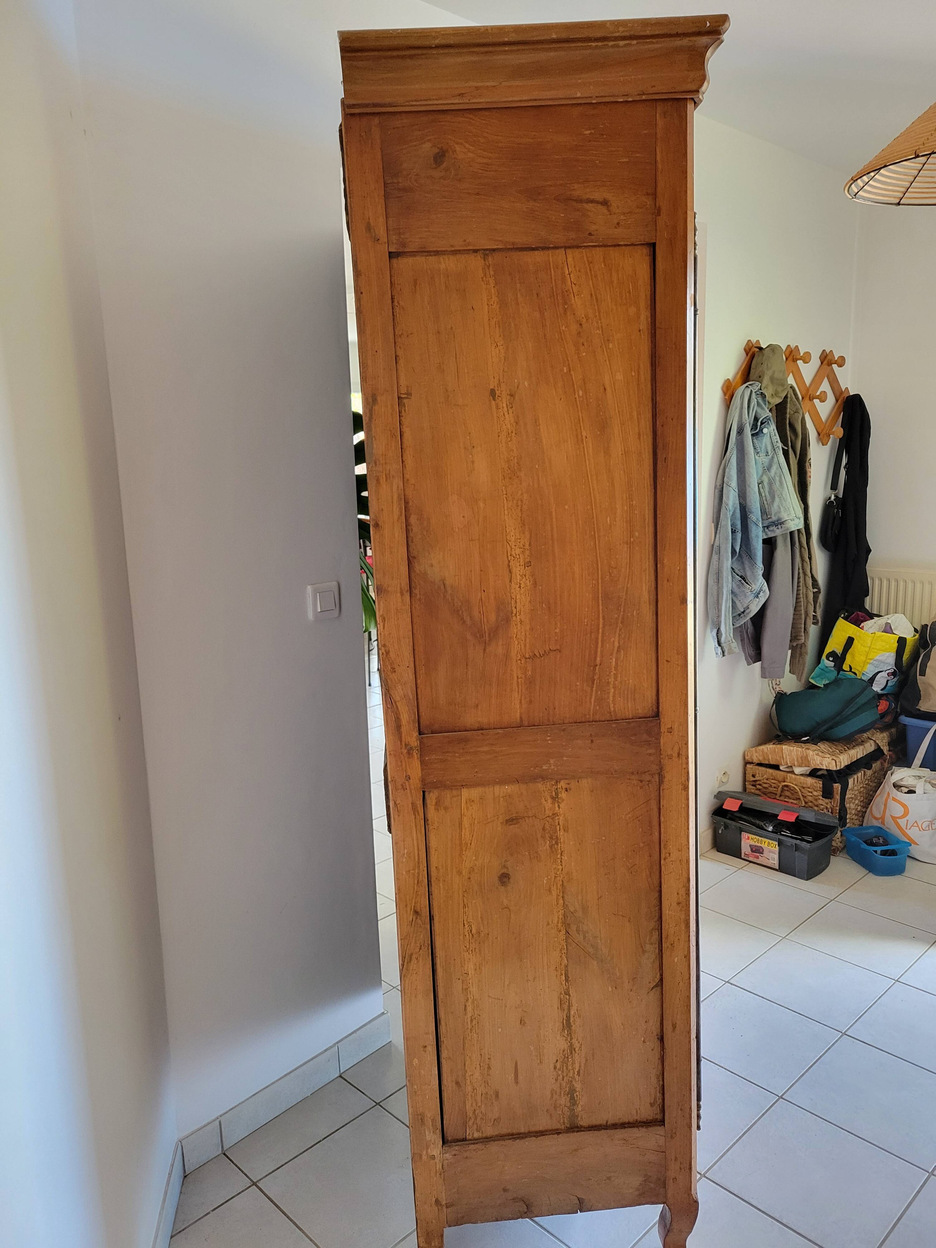 Antique solid cherry wood wardrobe